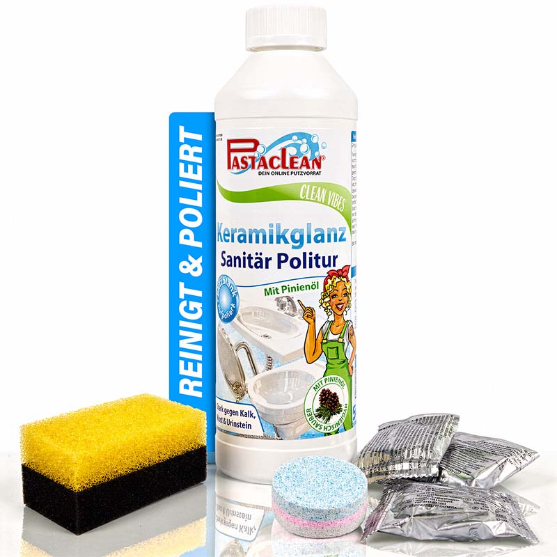 Sanitärpolitur Keramikglanz (500 ml) Reinigungs & Polierpaste + 3x WC Power Cleaner Tabs