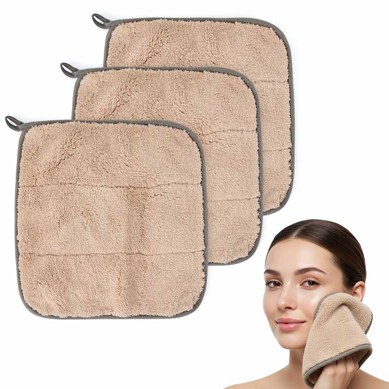 Wasch- & Abschminktücher 30 x 30 cm (Kitt) Premium Mikrofaser Reinigungstücher, 3 Stück