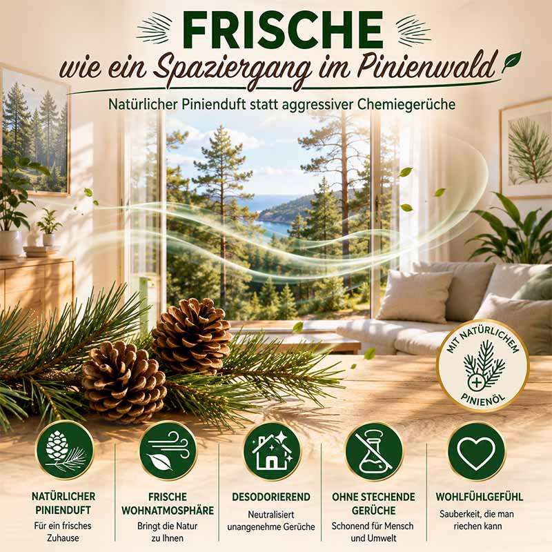 Pinienölreiniger Konzentrat 1000ml, Allzweckreiniger mit natürlichem Pinienduft, desodorierend, ohne stechende Gerüche, für frische Wohnatmosphäre, saubere Umwelt.