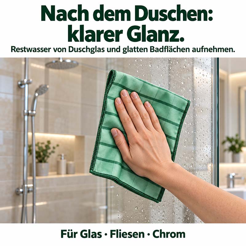 Bambus Fenstertücher 3er-Set 40 × 50 cm ideal für streifenfreies Reinigen von Glas, Fliesen und Chrom, entfernen Restwasser und Schmutz in Bad und Dusche.