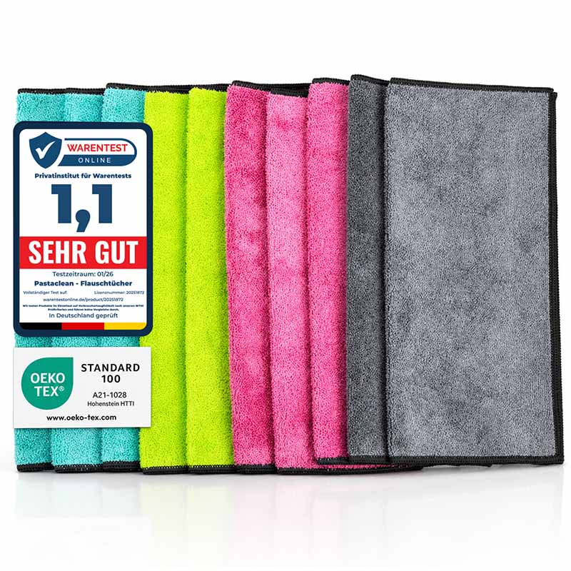 Pastaclean Flauschtücher 10tlg für Reinigung und Pflege von Oberflächen, Öko-Tex zertifiziert.