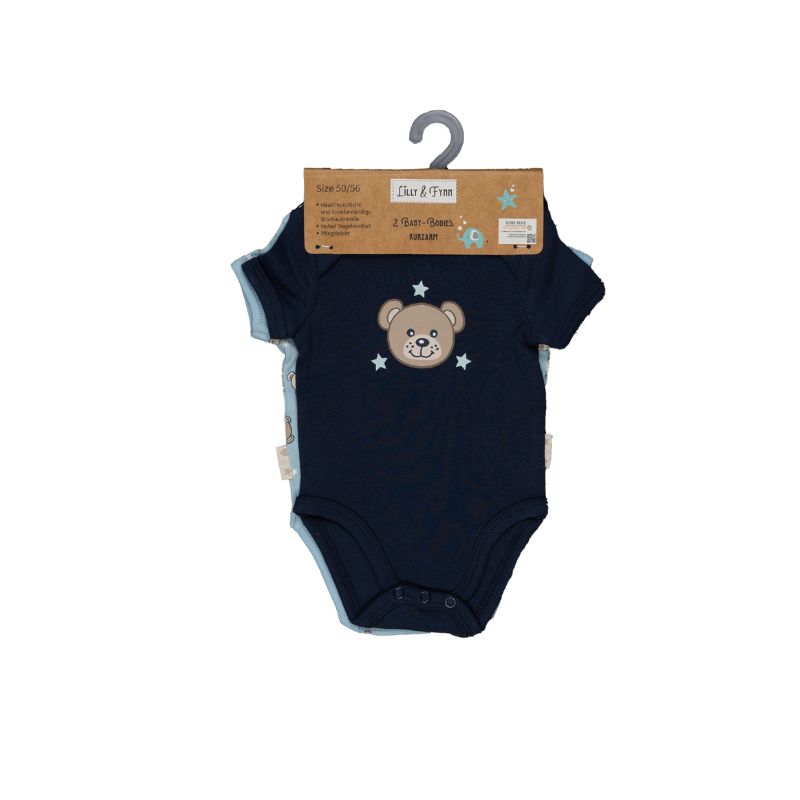 Lilly & Fynn Baby Body, kurzarm, 2er Set, 100% Bio-Baumwolle