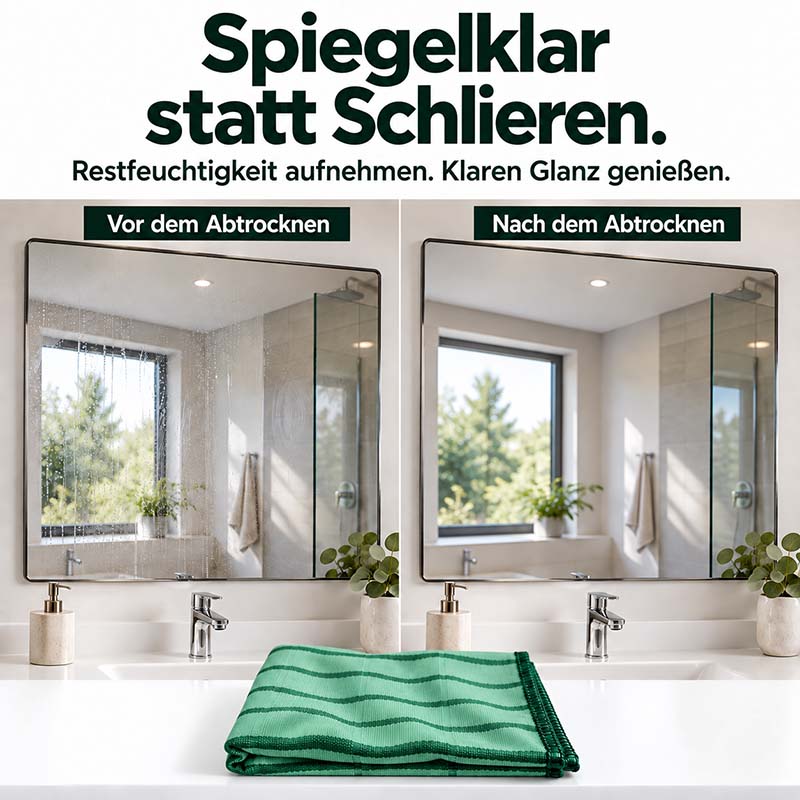 Bambus Fenstertücher 3er-Set 40 × 50 cm streifenfrei zur Reinigung von Glas und Fenstern für klare, schlierenfreie Ergebnisse im Haushalt.