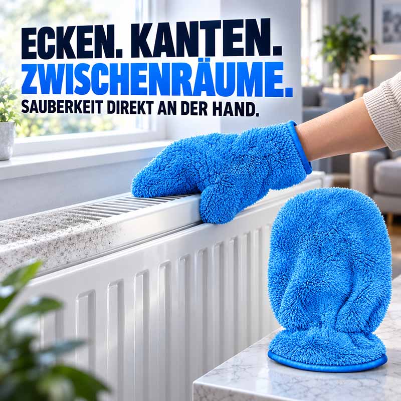 Bambus-Reinigungshandschuhe 2er-Set blau für Haushalt und Auto, ideales Reinigungstool für Ecken, Kanten und Zwischenräume, effektive Schmutzentfernung mit Bambusmaterial für langlebige Nutzung.