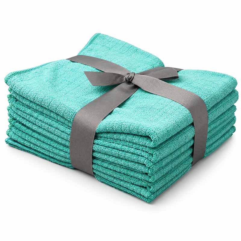 5er-Pack Microfaser Geschirrtücher + 1x Spültuch (Türkis) weiche, super saugfähige & fussel freie Küchentücher