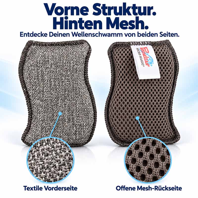 Spülschwämme antibakteriell Wellenschwamm Set, 6 Stück, textile Vorderseite, offene Mesh-Rückseite, ideal für Geschirrreinigung, langlebig und materialschonend