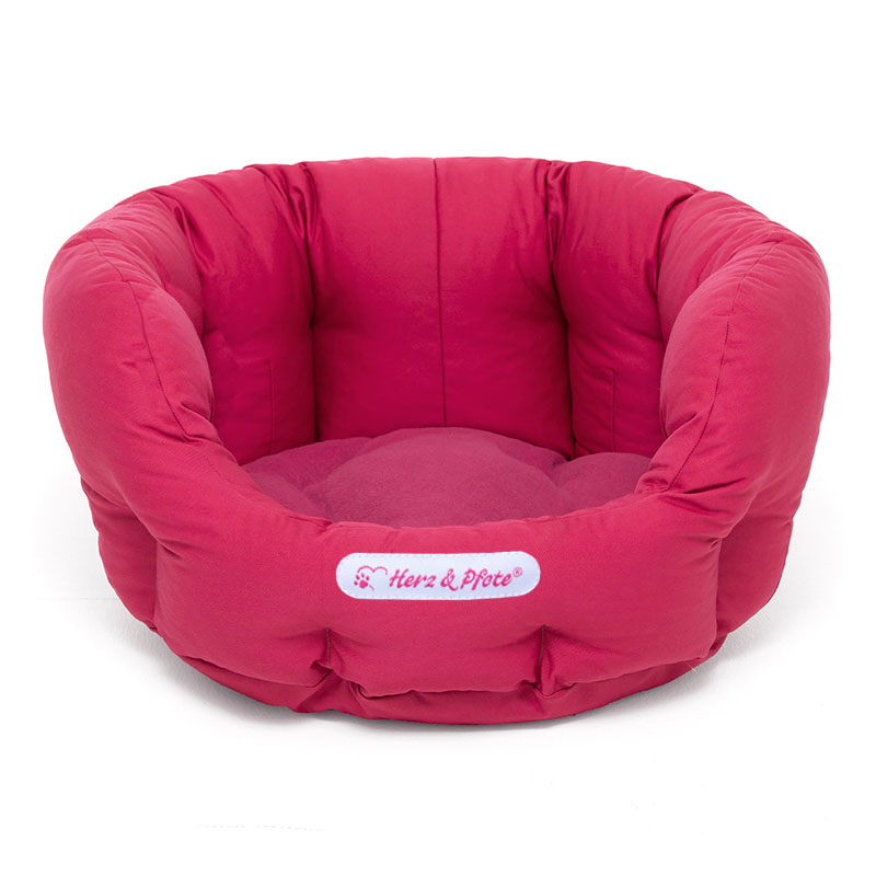 Hundebett Rund mit orthopädischen Wendekissen (Pink/S)