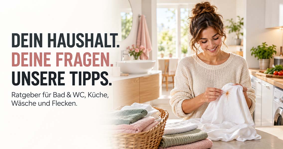 Ratgeber für Haushaltsfragen zu Bad, WC, Küche, Wäsche und Fleckenentfernung im heimischen Umfeld.