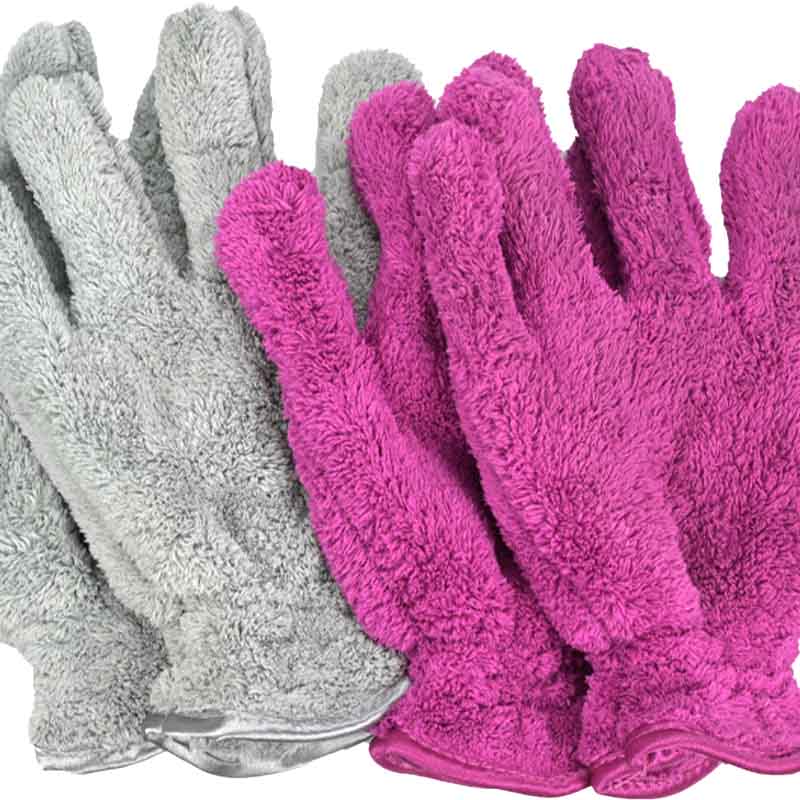 Staubhandschuhe grau pink Detail