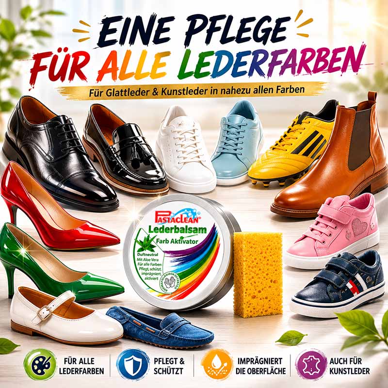 Pastaclean Lederpflege farblos mit Farb Aktivator 250 ml für Glattleder und Kunstleder, pflegt, schützt und imprägniert, geeignet für alle Lederfarben und Oberflächenpflege.