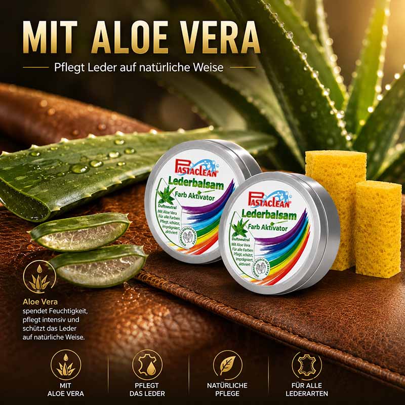 Pastaclean Lederbalsam mit Aloe Vera für natürliche Lederpflege, Farbaktivator für alle Lederarten, 2x 250 ml Set.