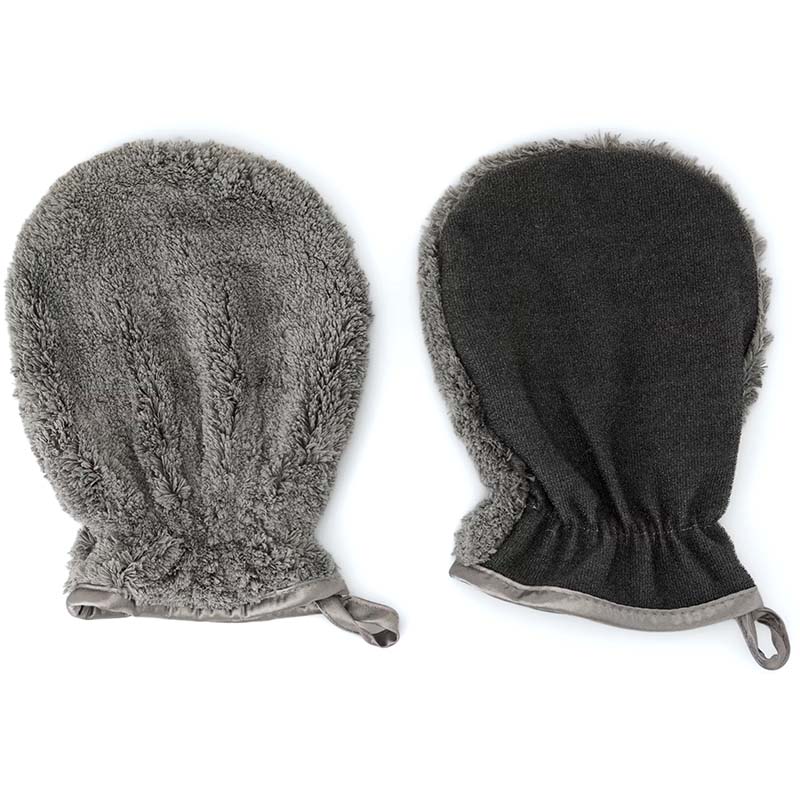 Wasch- & Peelinghandschuh Set (Grau) Peeling Handschuh für Gesicht & Körperpeeling, 2 Stück