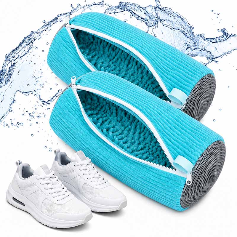 Schuh Waschbeutel Waschmaschine (2 Stück) Gepolsterter Wäschesack für Schuhe, Sneaker & Sportschuhe mit Chenillefasern