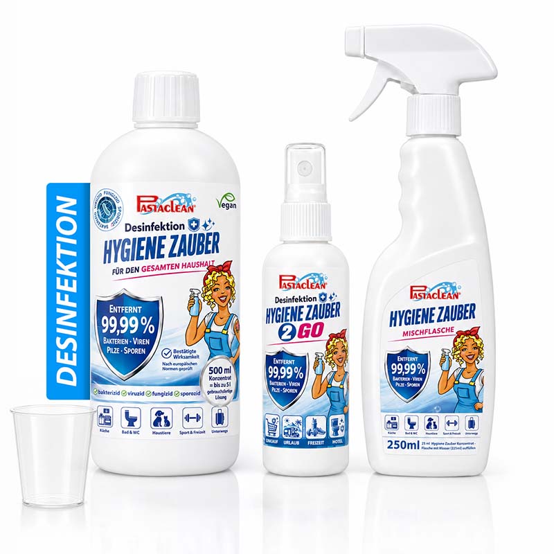 Hygiene Zauber Desinfektionsmittel (Konzentrat) 500 ml + Mischflasche + 2Go Leerflasche
