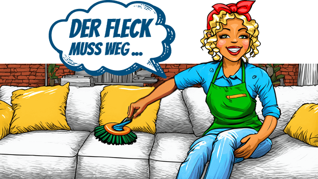 Miss Pastaclean reinigt Couch mit Polsterreiniger