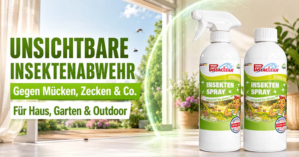 Pastaclean Insektenspray gegen Mücken und Zecken für Haus, Garten und Outdoor, powered by plants, unsichtbare Insektenabwehr