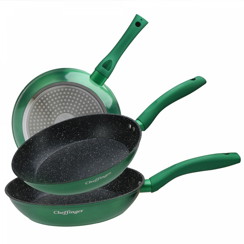 Pfannenset (3 teilig) - Bratpfanne antihaft marmor ø20-24-28cm Grün