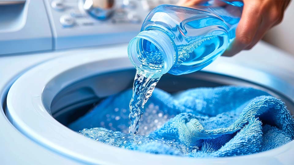 Waschmaschine Toplader mit Weichspüler befüllen Waschmaschine Toplader mit Weichspüler befüllen