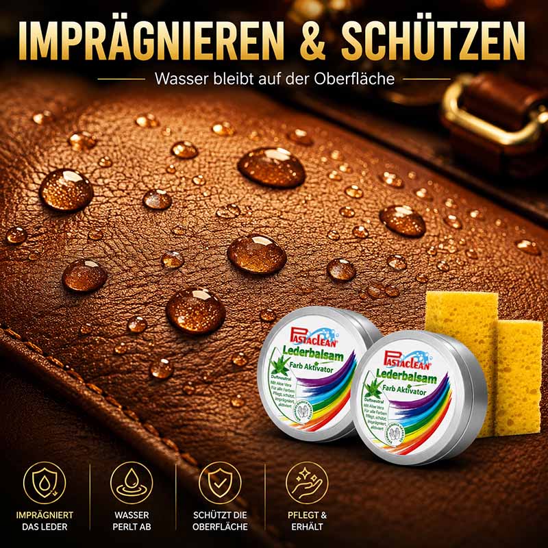 Lederpflege Set Pastaclean Lederbalsam Farb Aktivator, imprägniert, schützt und pflegt Lederoberflächen, wasserabweisend, 2x 250 ml für Ledermöbel und Autoleder.