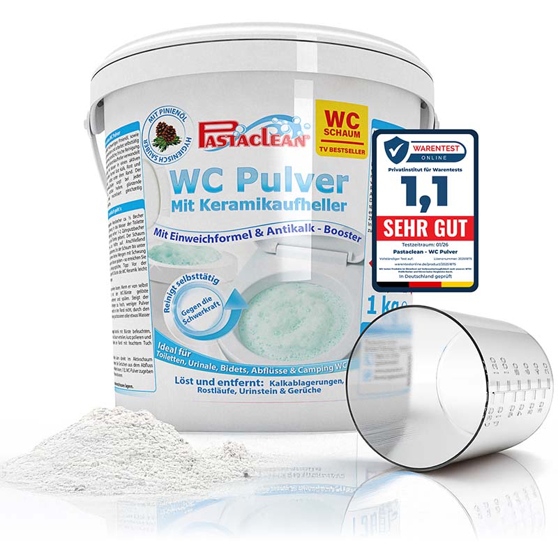 Pastaclean WC Schaum - WC Reiniger entfernt kraftvoll Kalk & Urinstein, 1 kg