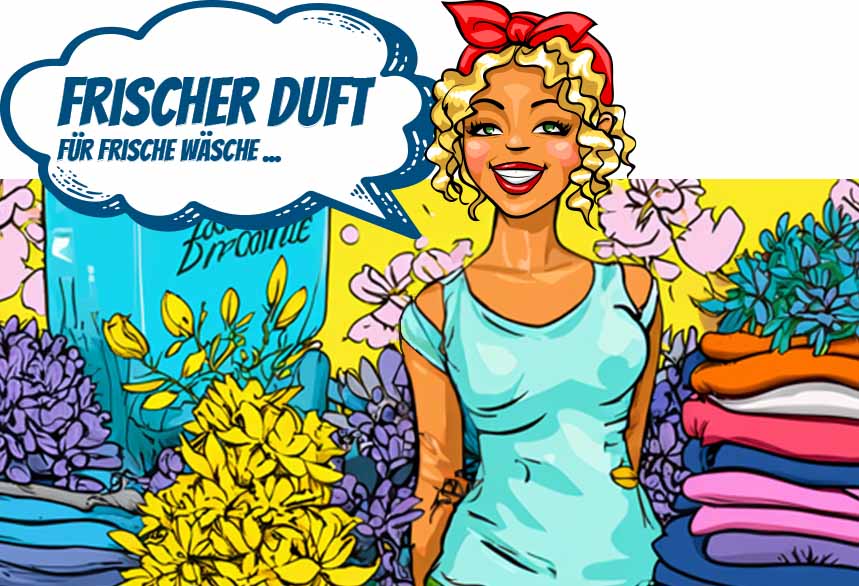 Miss Pastaclean mit duftend frischer Wäsche Miss Pastaclean mit duftend frischer Wäsche