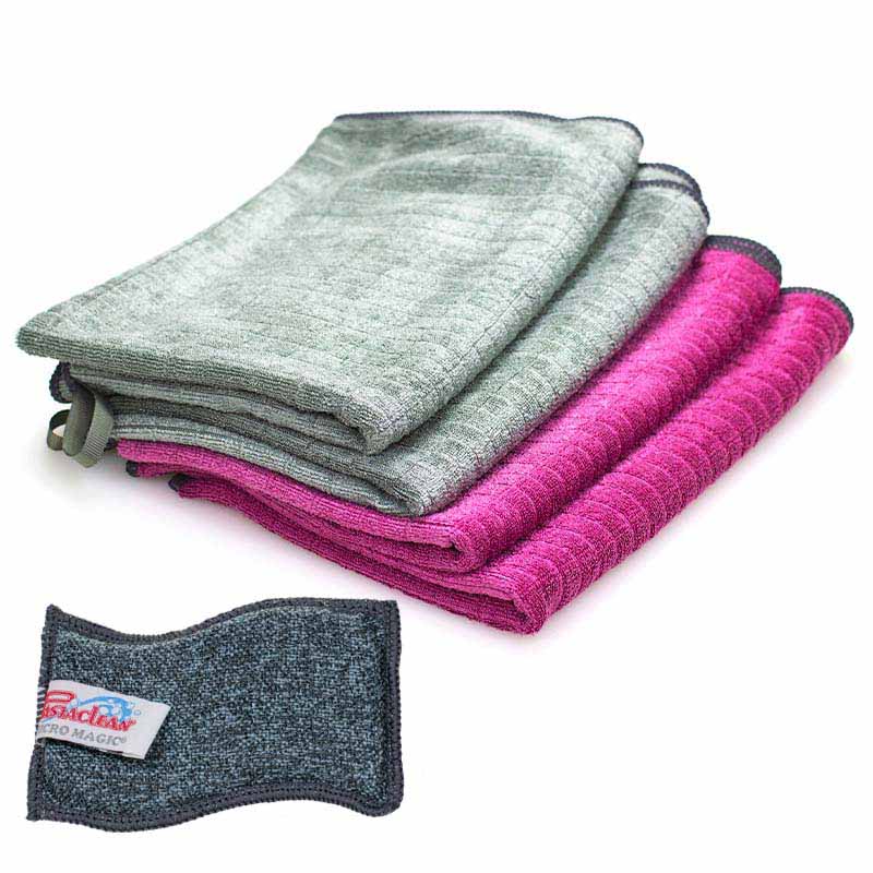 Pastaclean Geschirrtücher Beere Silber Spülschwamm Geschirrtücher mit Spülschwamm Pastaclean Grau-Beere