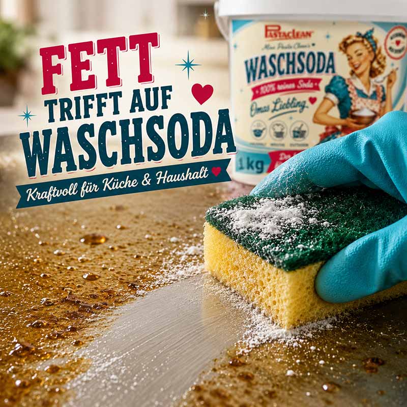 Pastaclean Waschsoda 1 kg Natriumcarbonat für effektive Fett-, Schmutz- und Fleckenentfernung in Haushalt, Wäsche und Garten, kraftvoll gegen Verschmutzungen in Küche und Haushalt.
