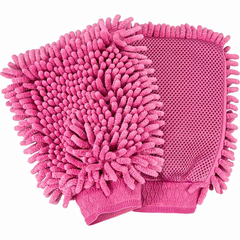 Premium Waschhandschuh 2-in-1 Bike Reinigungshandschuh für Fahrradreinigung und Autopflege, 2 Stück (Pink)