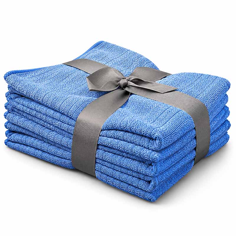 5er-Pack Microfaser Geschirrtücher + 1x Spültuch (Taubenblau) weiche, super saugfähige & fussel freie Küchentücher