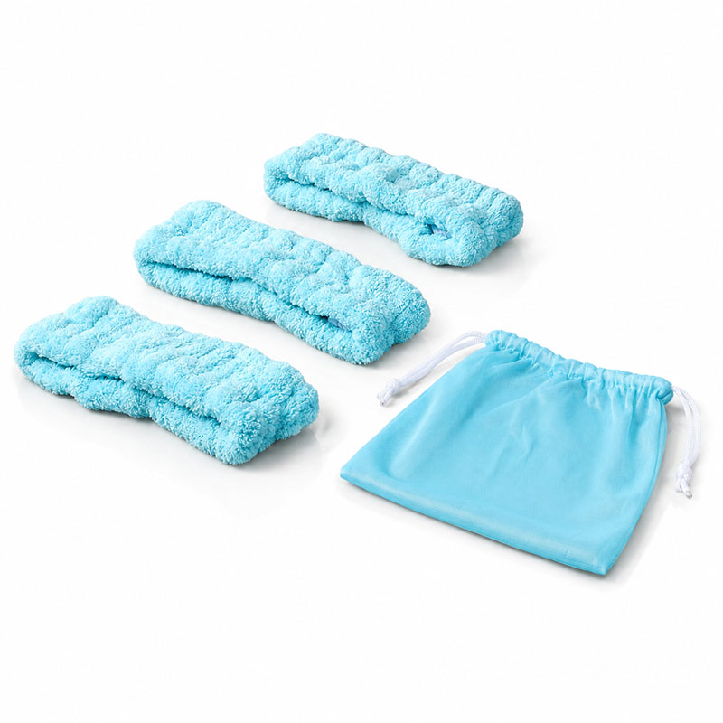 Kosmetik Haarband Damen 3er Set Türkis für Make-up, Gesichtspflege, Wellness, Yoga, Sport mit passendem Beutel, weiches Material, vielseitig einsetzbar, ideal für tägliche Pflegeroutine und Aktivitäten.