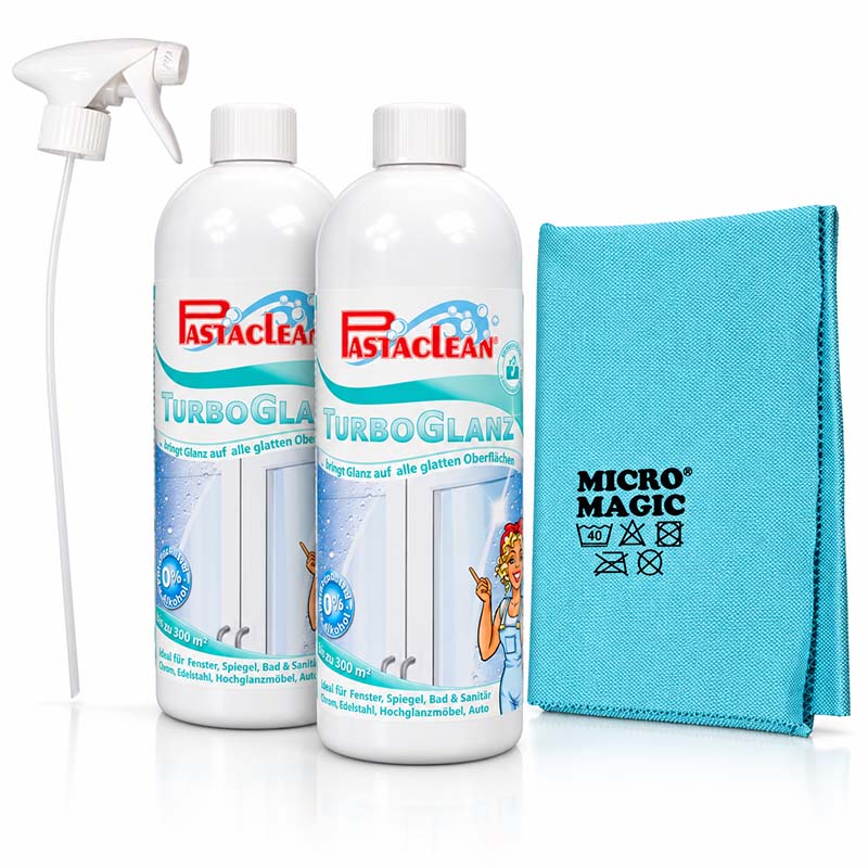 Turboglanz Glasreiniger, 2x 750 ml inkl. 1x Poliertuch