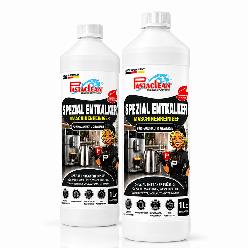 Pastaclean Spezial Entkalker Maschinenreiniger für Kaffeemaschinen, Vollautomaten, Wasserkocher und Siebträgermaschinen, geräteschonender 2 Liter Maschinenreiniger für Haushalt und Gewerbe.
