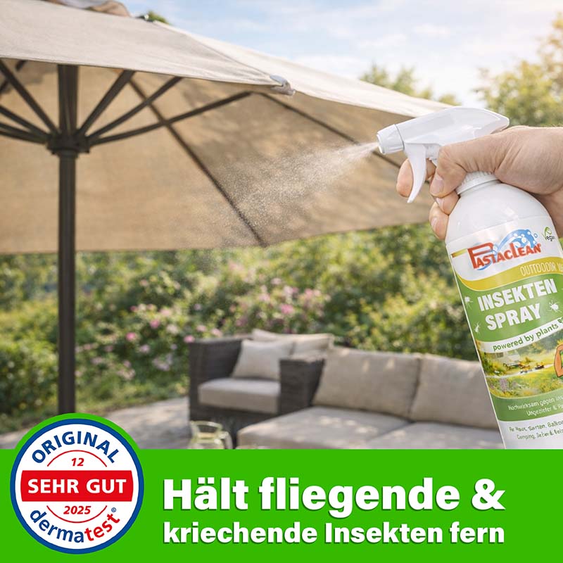 Insektenschutz Spray 2x 500 ml, Repellent gegen Mücken, Zecken, Stechfliegen, Umgebungsspray, pflanzenbasiert, Outdoor Schutz, hält fliegende und kriechende Insekten fern, dermatest sehr gut 2025, für Garten, Balkon, Terrasse, Camping.