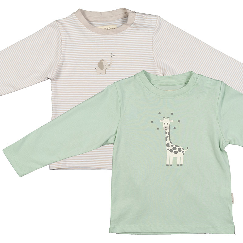 2er-Pack Baby Langarm T-Shirt (Grün/Taupe)