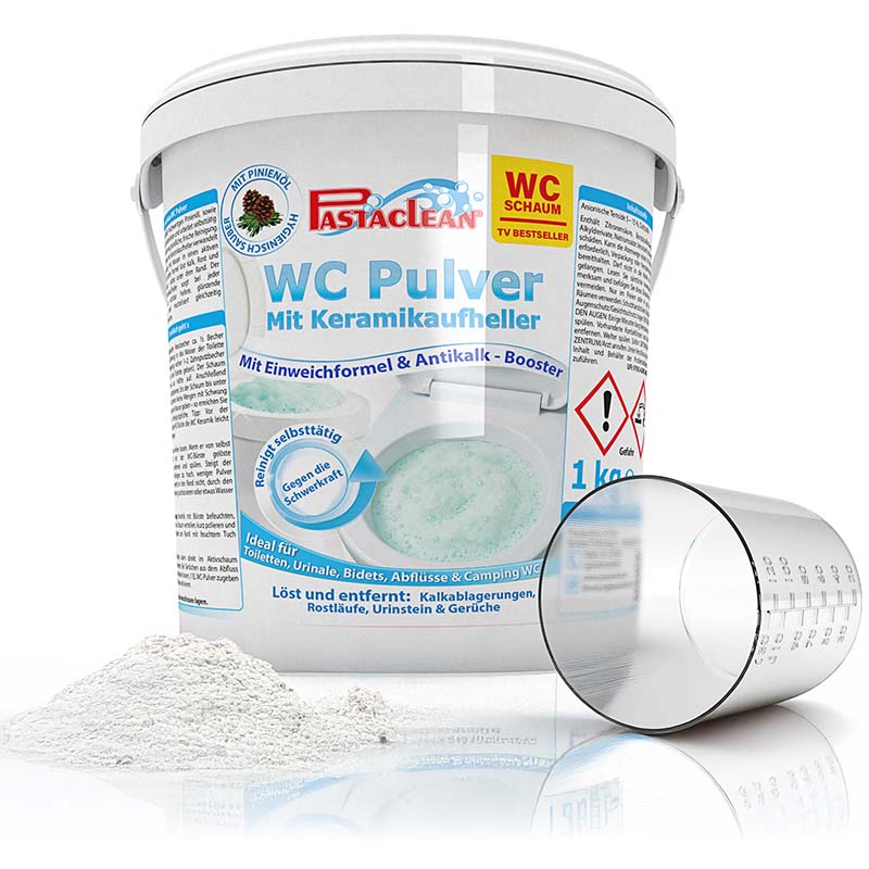 Pastaclean WC Schaum - WC Reiniger entfernt kraftvoll Kalk & Urinstein, 1 kg