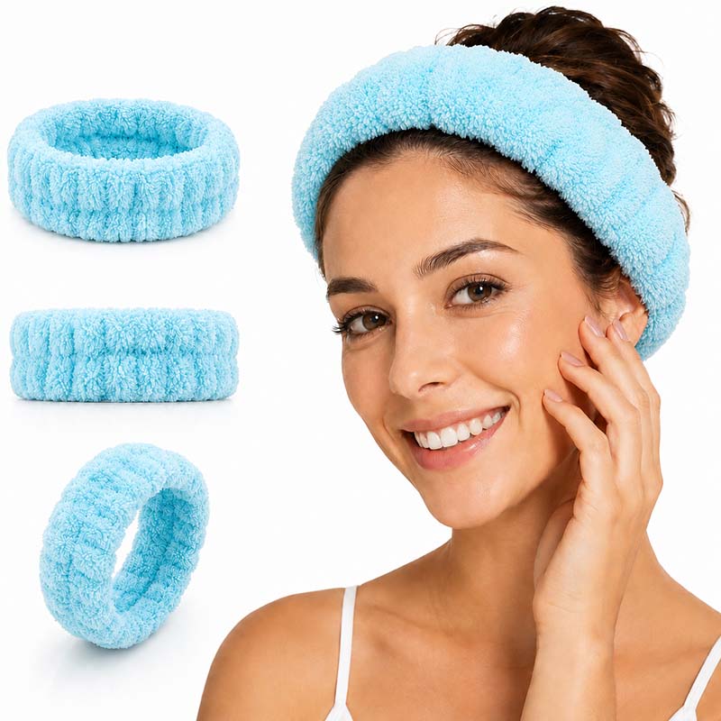Kosmetik Haarband Damen 3er Set Türkis für Make-up, Gesichtspflege, Wellness, Yoga, Sport. Flauschiges Haarband, perfekt für tägliche Pflege und Entspannung. Ideal für Spa und Fitness-Aktivitäten. Hochwertige Verarbeitung, bequem und praktisch.