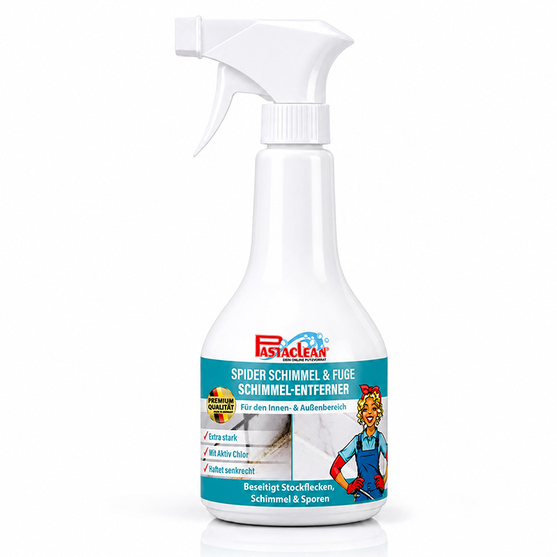 Schimmelentferner Fugenreiniger 500 ml, PASTACLEAN, Innen- und Außenbereich, extra stark, mit Aktiv-Chlor, entfernt Schimmel, Sporen, Stockflecken, haftet senkrecht, Premium Qualität, Reinigungsmittel für Fugen, Badezimmer, Küche