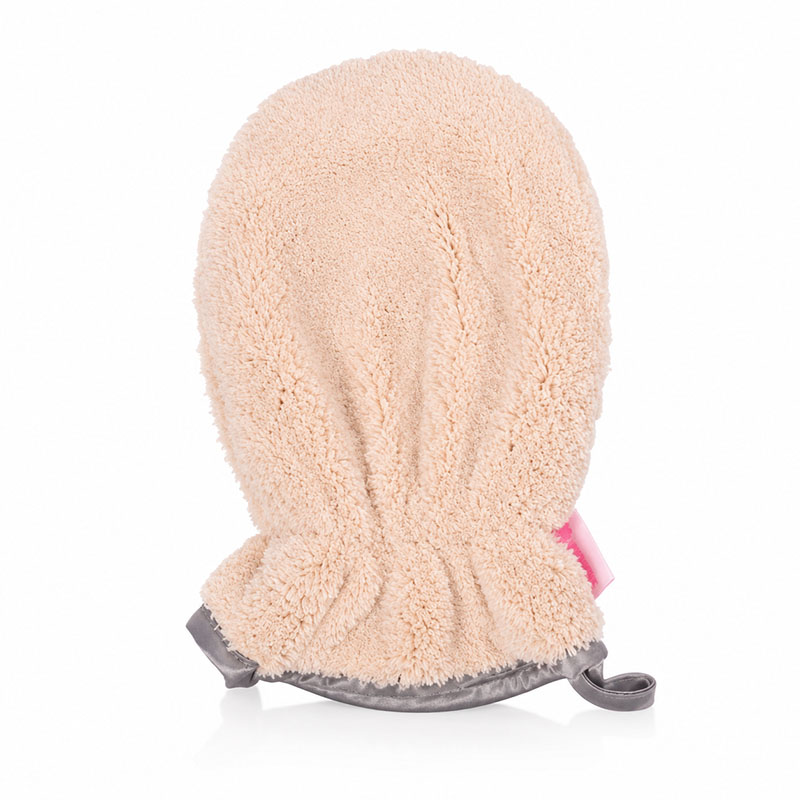 Peelinghandschuh & Waschhandschuh 3er Set in Kitt für schonende Reinigung von Gesicht und Körper, ideal für Dusche und Make-up Entfernung.