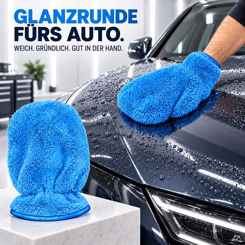 Bambus-Reinigungshandschuhe 2er-Set, blau, für Haushalt und Auto, geeignet für sanfte und gründliche Reinigung, ideal für Autopflege und Interieur.
