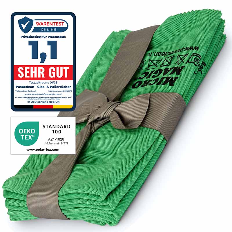 Glas-Poliertücher 5er-Pack (Grün) Mikrofasertücher antibakteriell