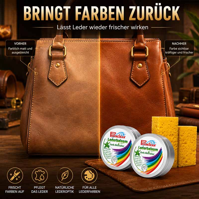 Pastaclean Lederpflege Set 2x 250 ml zur Farbauffrischung und Erhaltung der natürlichen Lederoptik, geeignet für alle Lederfarben, ideal für die Anwendung auf Taschen und anderen Lederprodukten.