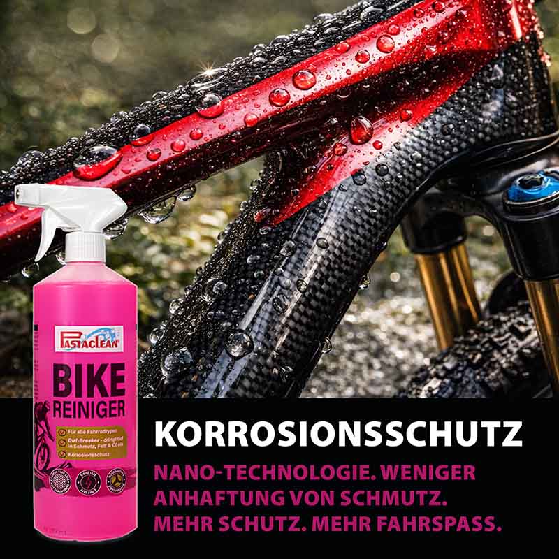 Fahrradreiniger, Fahrrad Reinigungsspray, Bike Cleaner, 1 Liter, geeignet für alle Fahrradtypen, Korrosionsschutz, Nano-Technologie, weniger Schmutzanhaftung, mehr Schutz, verbessert den Fahrspaß, effektive Fahrradpflege.