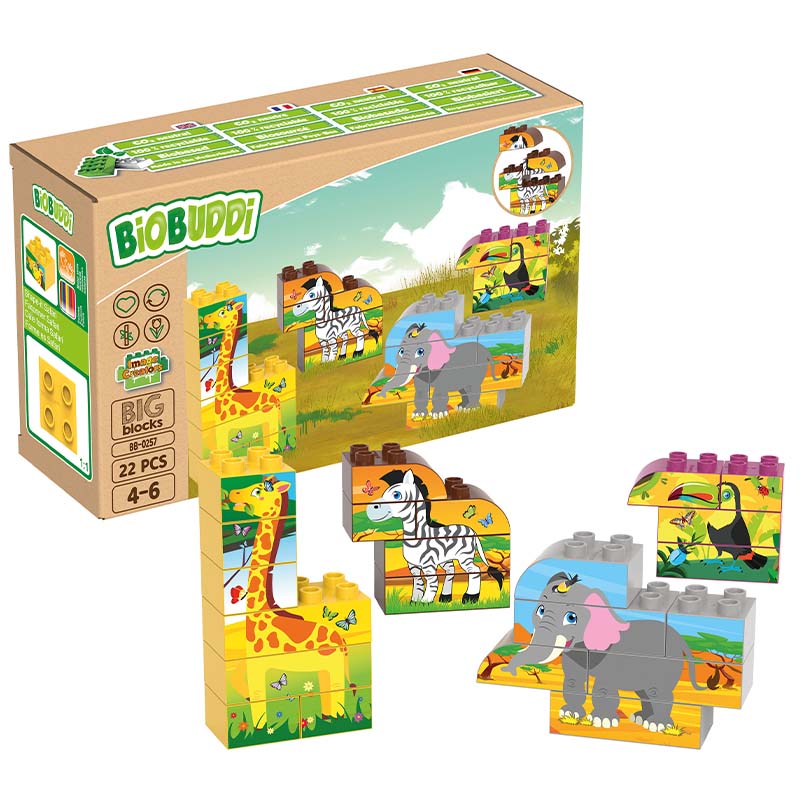 Bio Bausteine (22 Teile) BiOBUDDi Safari Tiere Set