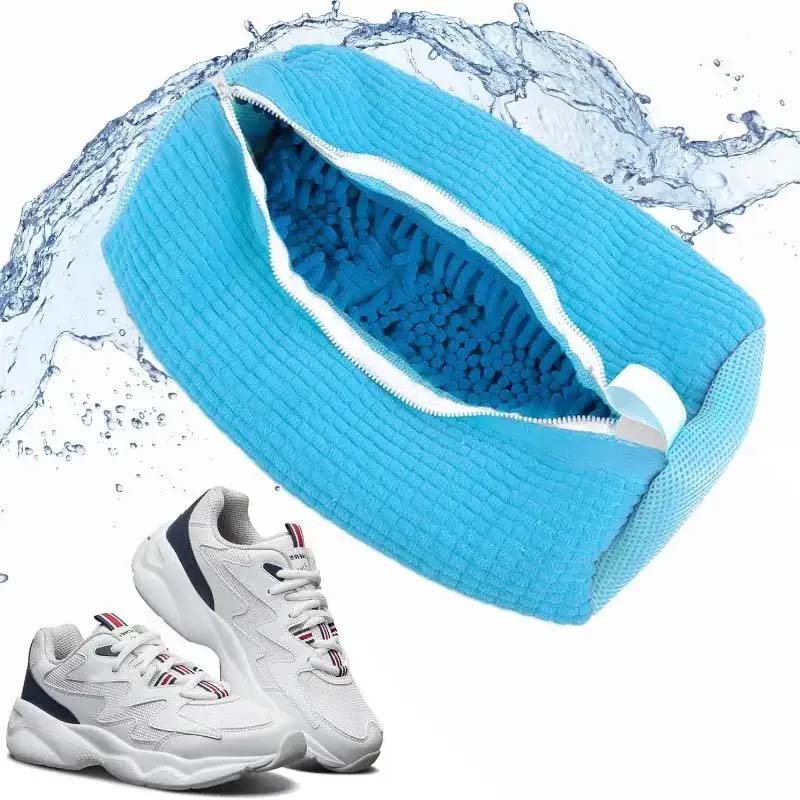 Schuhwaschbeutel - Wäschesack für Schuhe mit Reißverschluss (Blau)