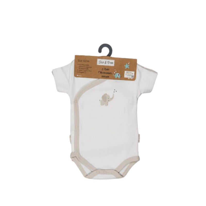 Lilly & Fynn Baby Wickelbody, kurzarm, 2er Set, 100% Bio-Baumwolle