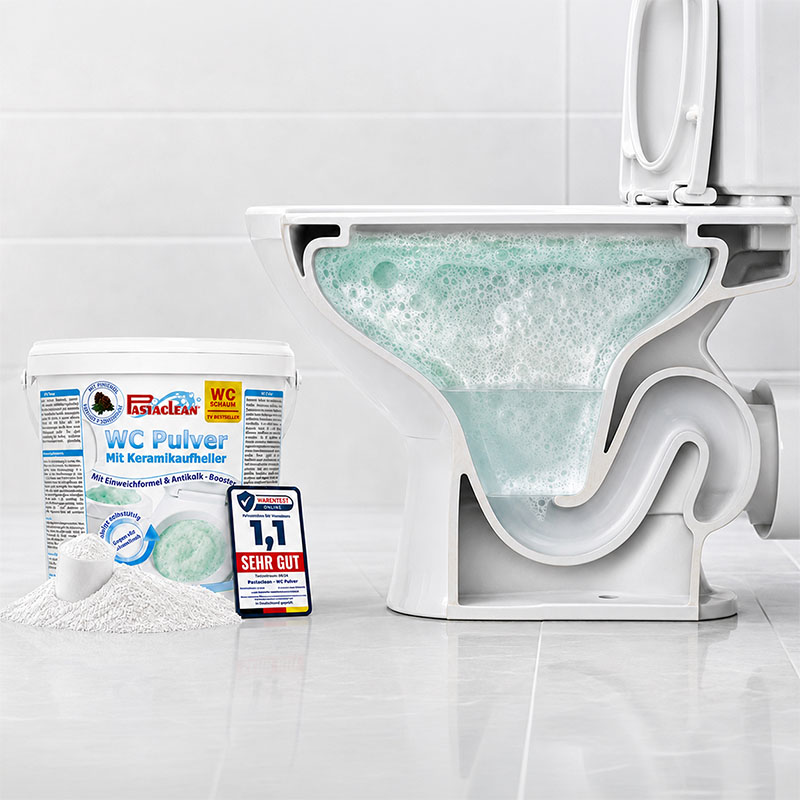 Toilette reinigen und Ablagerungen mit Pastaclean WC Pulver lösen