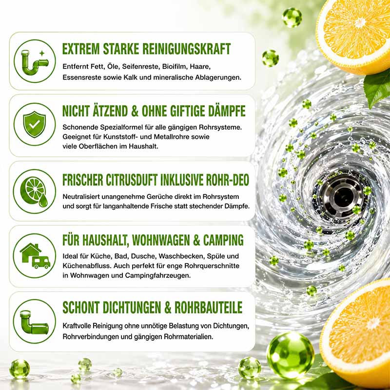 Rohrreiniger Pulver Citrus-Ultra (1,5 kg) Abflussreiniger für freie Abflüsse