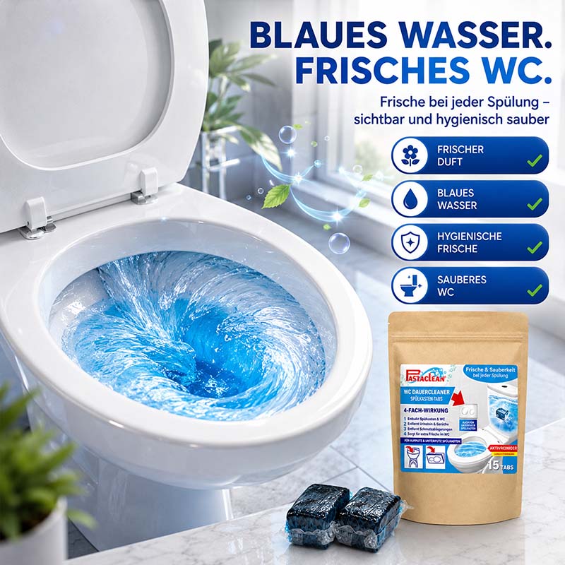 Spülkasten Tabs, Wasserkastenwürfel, Aktivreiniger, 15 Stück, Blaue Wasserverfärbung, Frische Duft, Hygienische Frische, Sauberes WC, Frischer Duft, Sauberkeit bei jeder Spülung, Toilettenreinigung, WC-Dauerreinigung, Frisches WC, Reinigungsprodukt, Bad