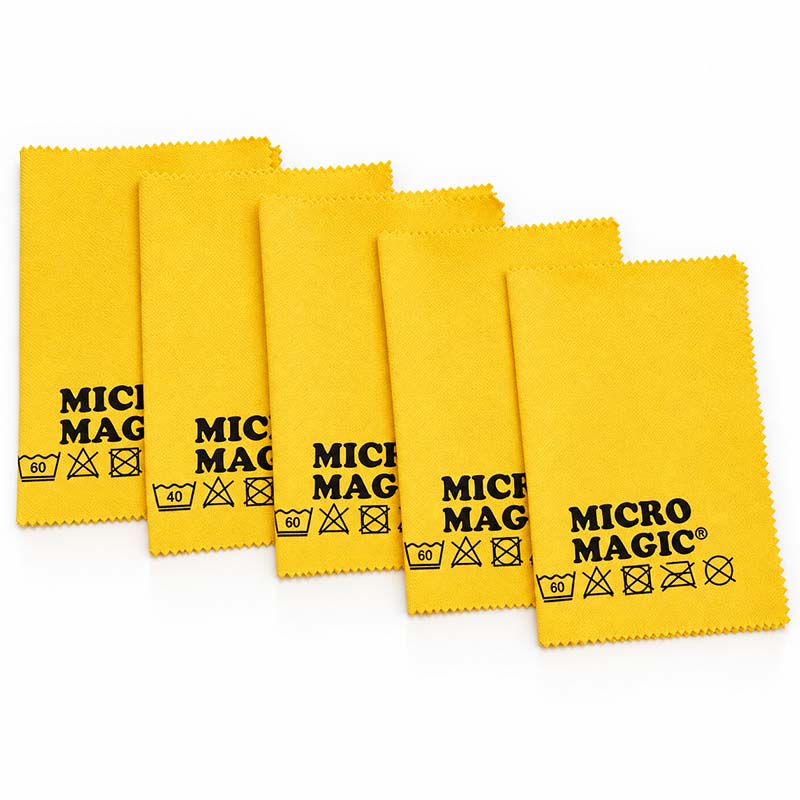Micro Magic Brillenputztücher 5er Set aus Mikrofaser zur gründlichen Reinigung von Brillengläsern und optischen Oberflächen.