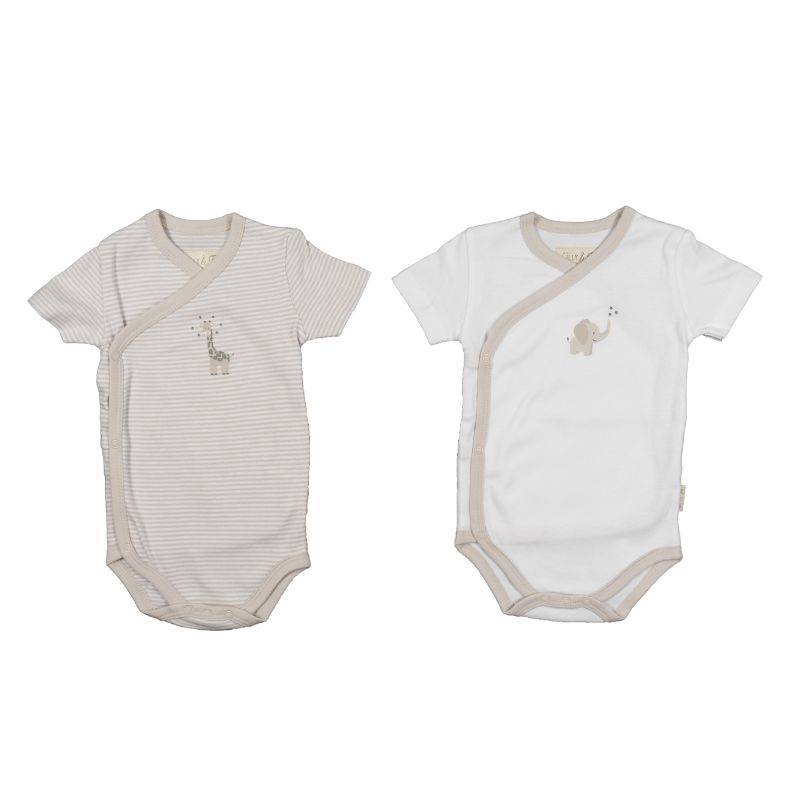 Lilly & Fynn Baby Wickelbody, kurzarm, 2er Set, 100% Bio-Baumwolle